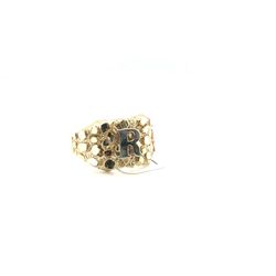 Men’s Nugget Ring With R Initial