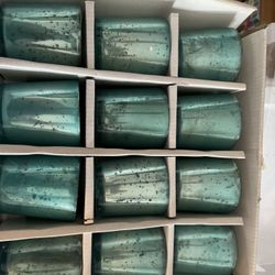 12 Units turquoise Glass Votives Candles 