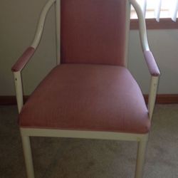 Pink Velor White Metal Decorative Occassional Side Desk Chair