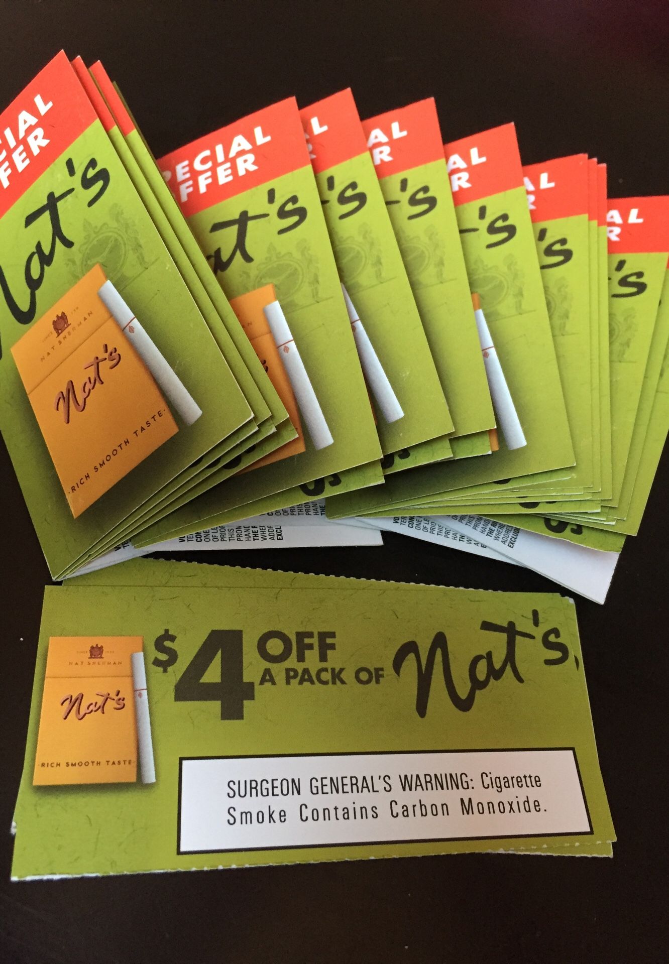 Ten $4 Off A Pack Of Nat’s Cigarettes Coupons