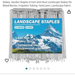 Garden Stakes - Landscape Staples 20 Pack 11 Gauge Tent Stakes, Garden Staples 6 Inch Anti-Rust Landscape Stakes for Weed Barrier, Irrigation Tubing, 