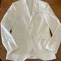 Mens Ivory White Wedding Dress Overcoat Jacket Suit Size S In Excellent Condition