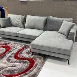 Tika Grey Velvet Sectional 🚚 same day delivery in box brand new Livingroom ❤️ only $39 down $1049