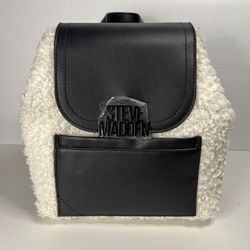 Steve Madden Backpack Sherpa Style Faux Fur Black NWT Women’s Purse