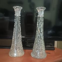 1950 Anchor Hocking Stars And Bars Vases