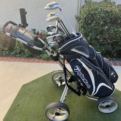 Golf push cart (Caddy Tek//umbrella holder ,phone hold )not included golf bag and club))
