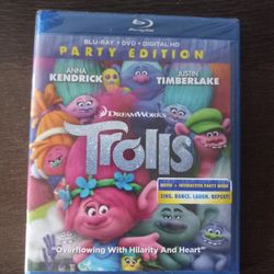 2017 DreamWorks Trolls Blu-Ray + DVD + digital HD New Sealed