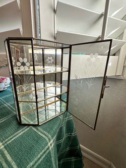 Brass and Glass Etched Display Cabinet