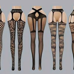 5 PR (5 PCs) Multipack Designs Alluring Stockings XL