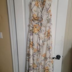 Flower Parker Egret Dress