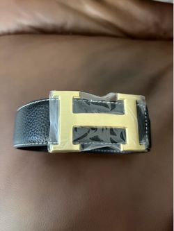 H belt buckle black/Gold 32-36 in