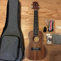 Ranch Concert Ukulele - Ukelele 23" Beginner Professional Kit with 12 Online Lessons, Gig Bag, Tuner, Strap, Aquila Strings Set