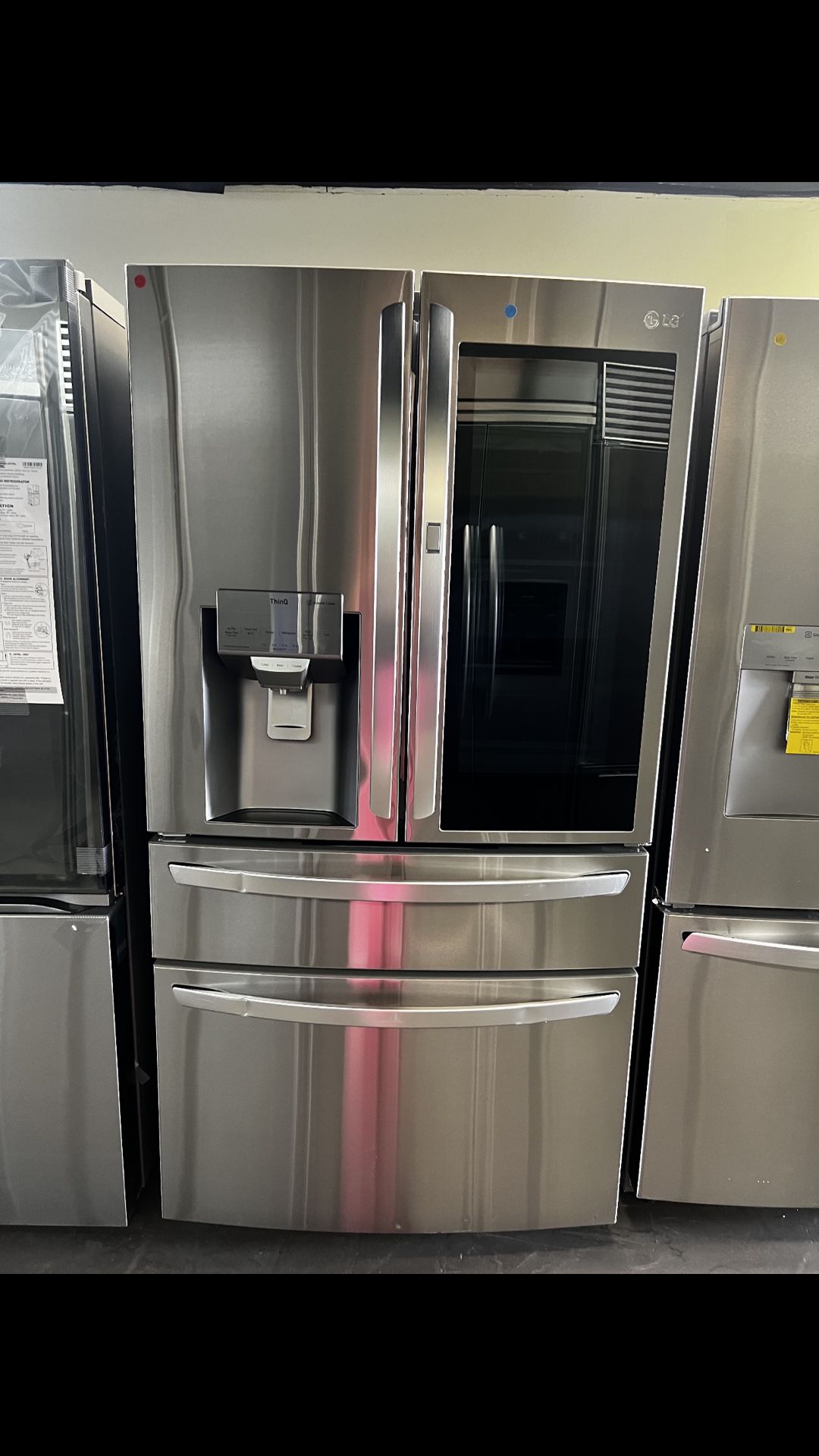 New Open Box Lg Four Door Insta View Refrigerator In Stainless Steel