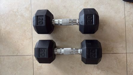 Two 20 lb dumbbells — $45 for both