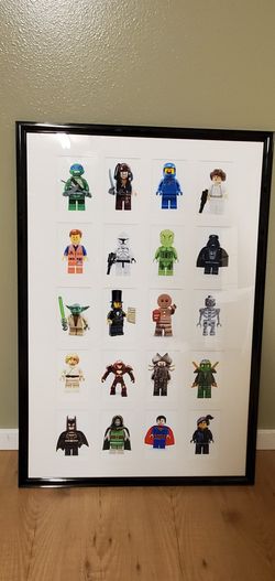 Poster sized frame with lego characters matted