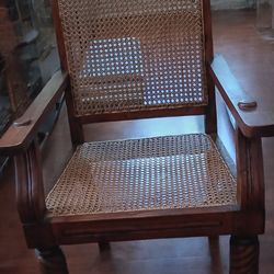 Antique Wood  Rattan Chair