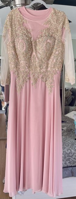 May Queen couture Pink Beaded Dress (L)