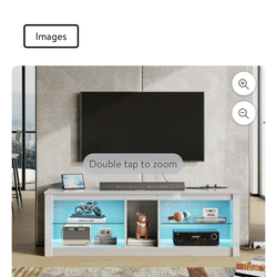 White TV Stand with LED Lights