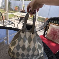 Vintage 1980s Leather Purse Grey/white By Pedro Diaz Co. Called  America
