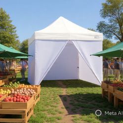 10x10 Popup White With 4 Sides Zipper Door