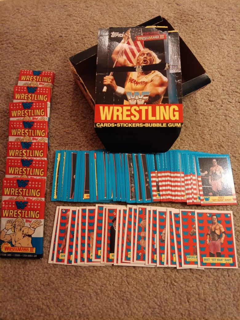 Topps WWF 1987 WrestleMania III Trading Card Lot (Complete Set & Unopened Packs)