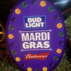 Mardigras Bud Light Sign With Lights