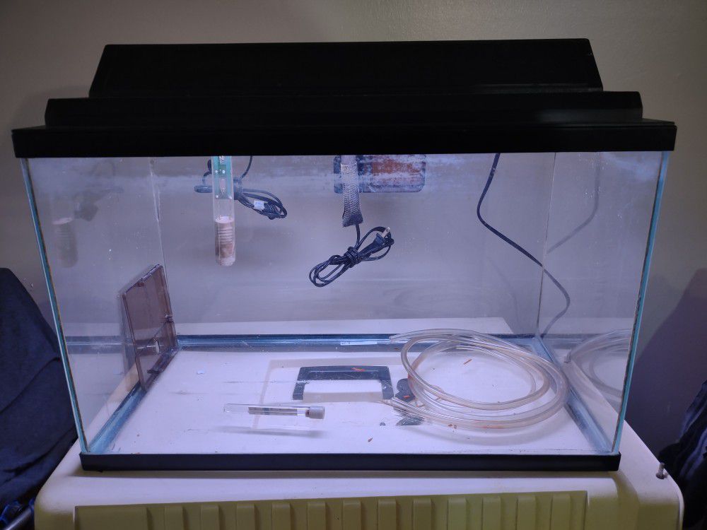 10 Gallon Glass Fish Tank Aquarium With Full Hood Light Filter And Heater