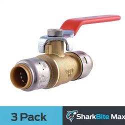 SharkBite Max 1/2 in. Brass Push-to-Connect Ball Valve Pro Pack (3-Pack)