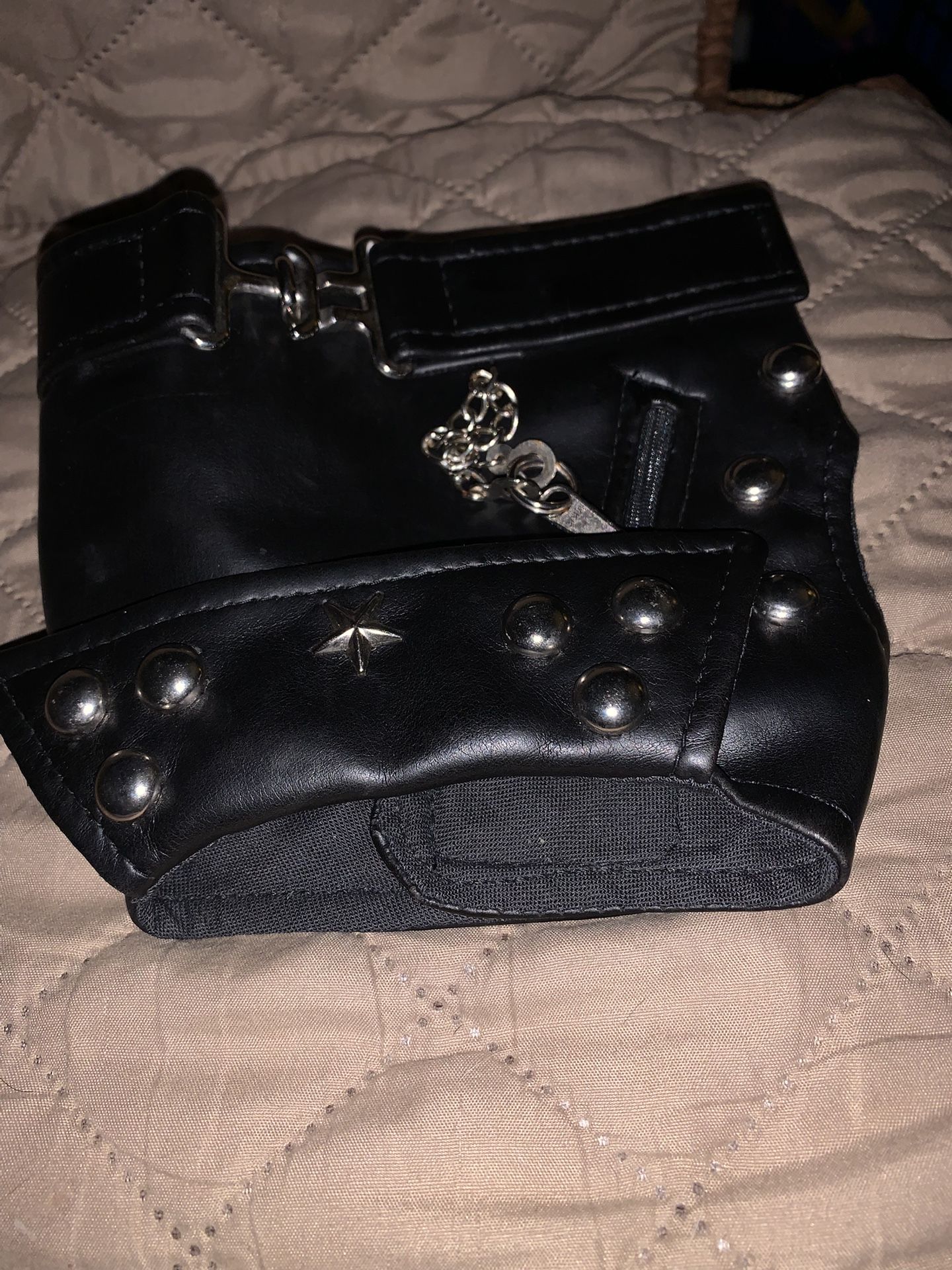 Black Leather Jacket For Small Puppy Or Toy Dog Or Kitten