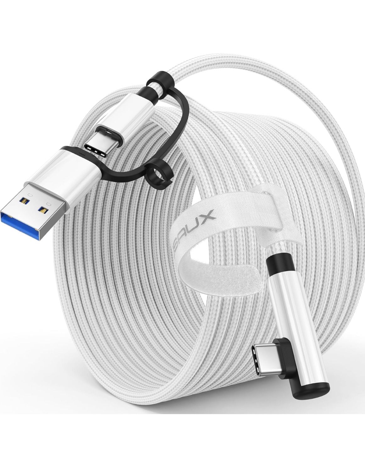 JSAUX 2-in-1 Link Cable 16 FT Compatible with Meta/Oculus Quest 3/2 Accessories and PC/Steam VR, USB 3.0 High Speed PC Data Transfer Adapter, Compatib