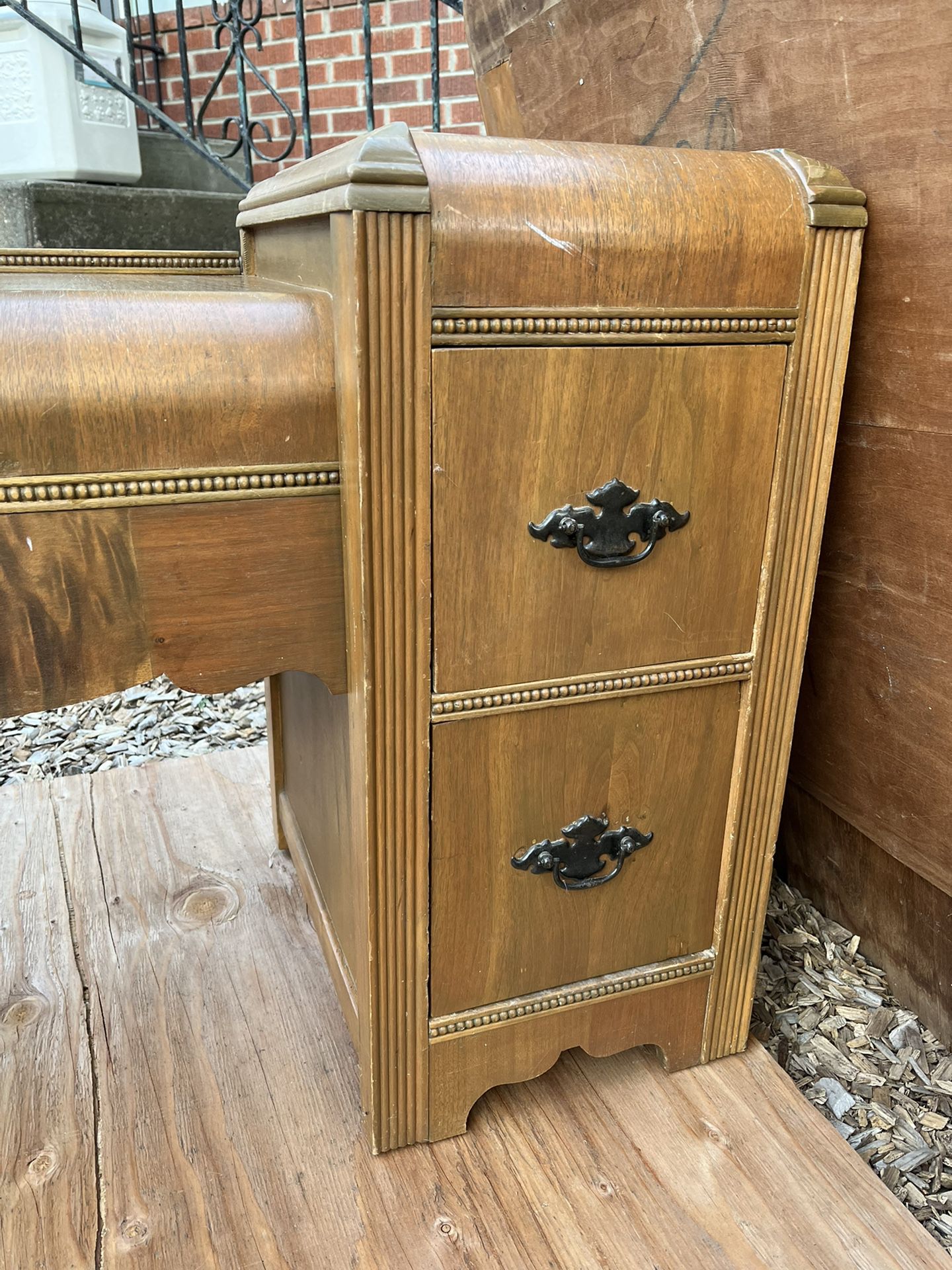 For Sale: Art Deco Water Fall Dresser with Mirror