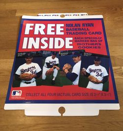 Vintage 1991 Nolan Ryan Rangers Mothers Cookies Display