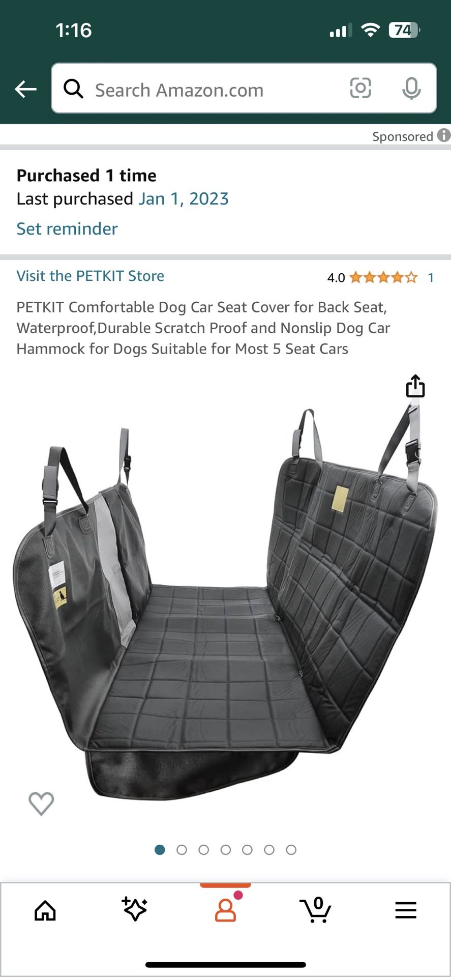 PETKIT Comfortable Dog Car Seat Cover for Back Seat, Waterproof,Durable Scratch Proof and Nonslip Dog Car Hammock for Dogs Suitable for Most 5 Seat Ca