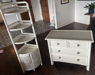 Rattan Dresser + Matching Shelf Corner