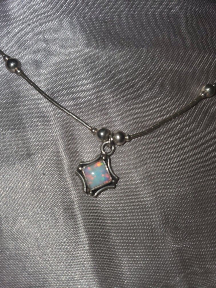 Sterling Silver Opal Necklace