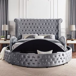 King Platinum Storage Bed Frame 