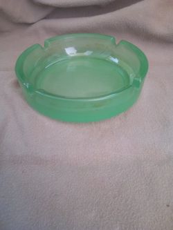 Green Glass Ashtray 