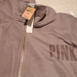 Brown Pink Zip Up Sweatshirt NWT