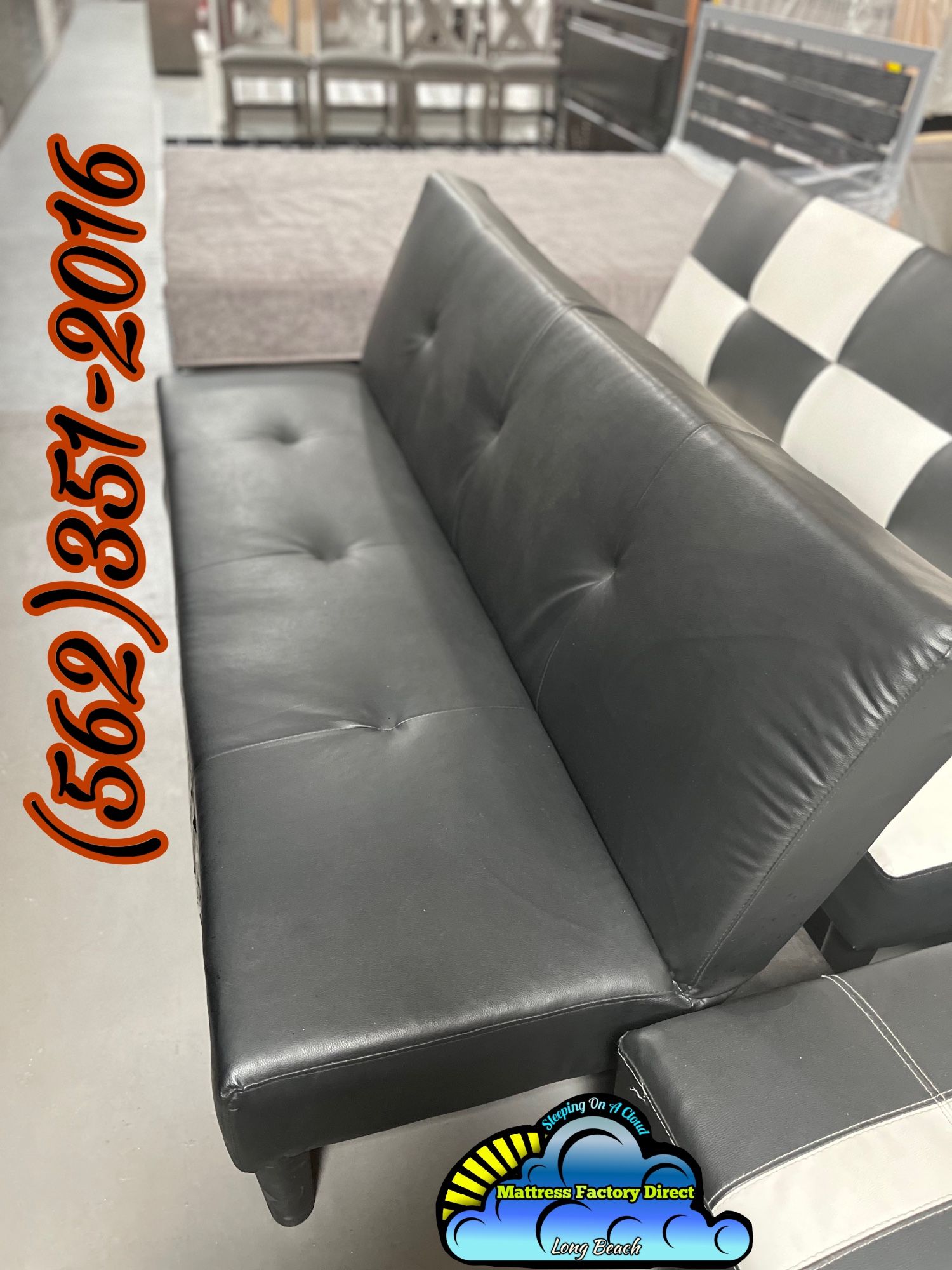 Sofa Couch Futon Negro Convertible Cama