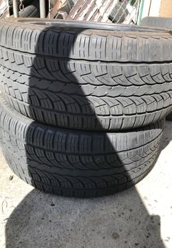 I have two tires in great condition they have about 70% left no cracks no patches 305-4022