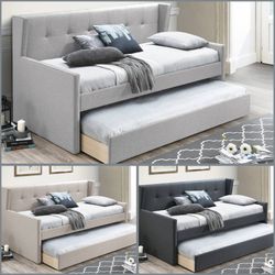 Twin Twin Size Gray Daybed With Orthopedic Mattress 
