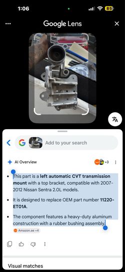 • This part is a left automatic CVT transmission mount with a top bracket, compatible with 2007- 2012 Nissan Sentra 2.OL models. • It is designed to r