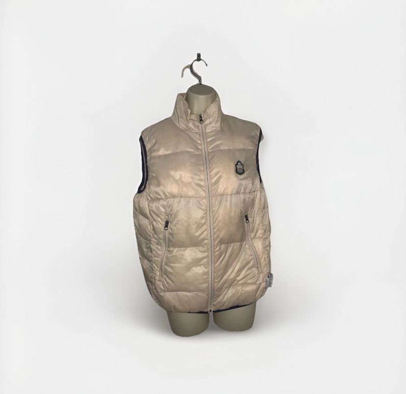 Youth Small Medium Duck Down Puffer Vest Beige Hamptons