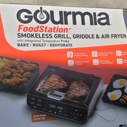 Gourmia Smokeless Indoor Grill & Air Fryer raclette grill with Smoke Extracting Technology Extra-Large Nonstick Cooking electric grill indoor Korean B