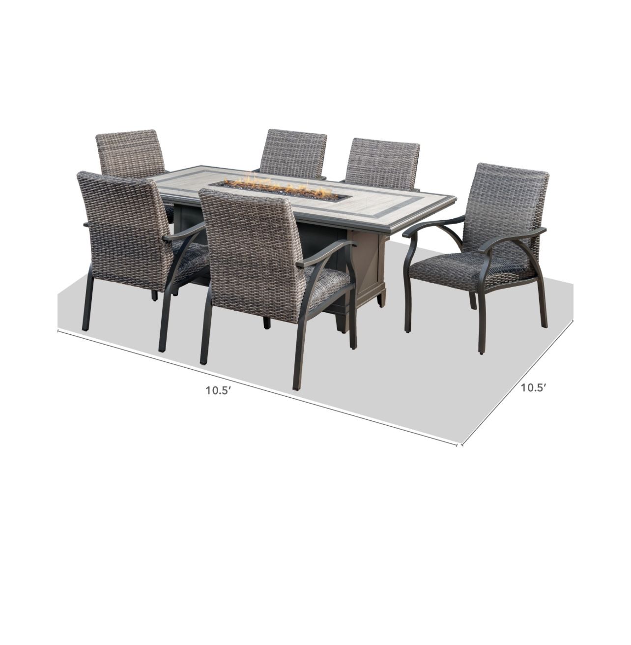 SunVilla Cobalt 7Piece Fire Outdoor Dining Set With Cover for Sale in