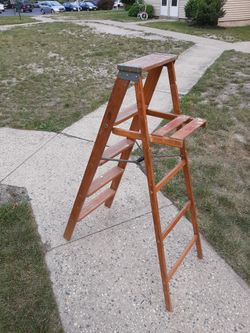 Vintage 1950's Acme Ladder Center Folding Beautiful Advertising  Solid Clean Wood 