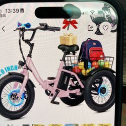 ESKUTE T300M Electric Tricycle for Beginners, Folding 3-Wheel E-Bike with 250W Motor, 302Wh Battery, 12 MPH , 16" x 3.0 Fat Tires, Step-Thru, Blue, UL