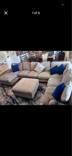 Large Gray Sectional with Ottoman