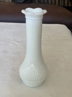 Vintage white milk glass bud vase by Randall. 6”