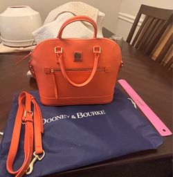 Rooney & Bourke Saffiano Domed Zip Satchel (Color: Coral)